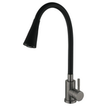 Смеситель для кухни Mixxus Seo-011-T Graphite Refl.Black из нерж.стали SUS304 (Цв.графит+сил.излив черный) (MI8434)