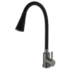 Смеситель для кухни Mixxus Seo-011-T Graphite Refl.Black из нерж.стали SUS304 (Цв.графит+сил.излив черный) (MI8434)
