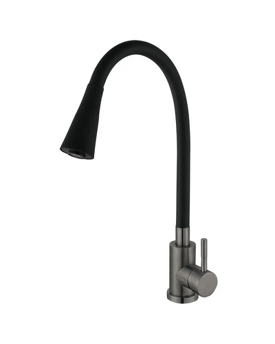 Смеситель для кухни Mixxus Seo-011-T Graphite Refl.Black из нерж.стали SUS304 (Цв.графит+сил.излив черный) (MI8434)