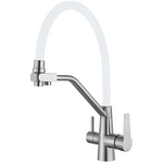 Смеситель для кухни с гибким изливом на две воды Mixxus Ful-021 REFL.White из нерж. стали SUS304 (MI7017)