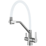 Смеситель для кухни с гибким изливом на две воды Mixxus Ful-021 REFL.White из нерж. стали SUS304 (MI7017)