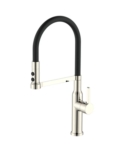 Смеситель для кухни Mixxus Premium Pull 017 SS COLOR REFL.Black (Цвет нерж.+силик.излив черный) (MI8279)