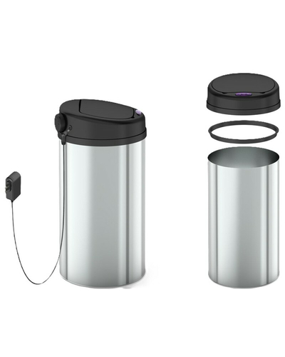 Мусорное ведро сенсорное круглое Mixxus Premium Ellipse-TC0109 Chrome-Black 9л (хром-черное) (MI7083)