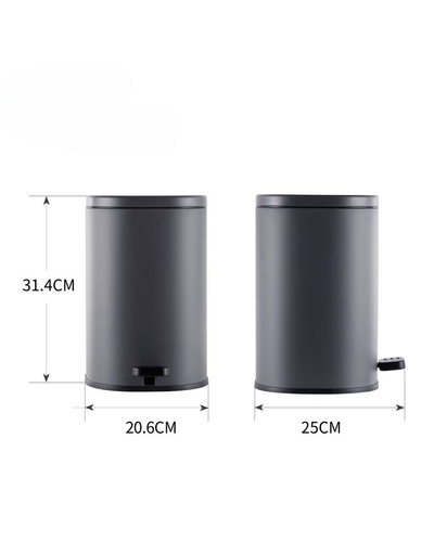 Мусорное ведро с плавным закрытием овальное Mixxus Premium Olivary-TC0105 Graphite 5 л цвет графит (MI7063)