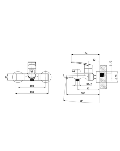 Смеситель для ванны Mixxus Premium Lazar 009 (EURO) (MI8271)