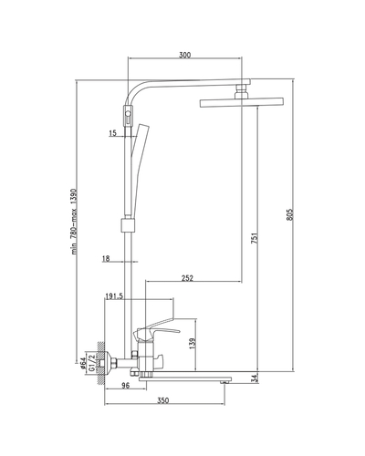 Душевая система со смесителем Mixxus Magnum 009-J (MI8231)