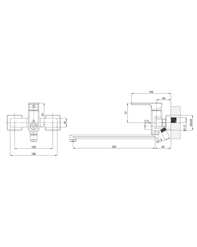 Смеситель для ванны Mixxus Premium Dante 006 EURO (MI6789)