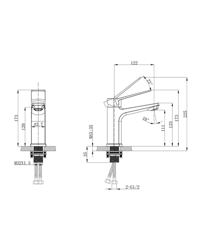 Смеситель для умывальника Mixxus Wilson 001 Graphite (Цвет графит) (MI7126)