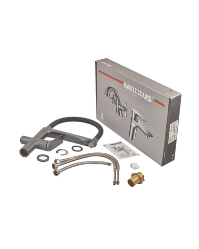 Смеситель для кухни Mixxus Premium Derby 021 (NUT) Graphite REFL.BLACK с выходом для питьевой воды (MI6612)