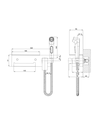 Змішувач для гігієнічного душу Mixxus Premium Mark 069 з тримачем для туалетного паперу (MI6786)