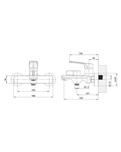 Змішувач для ванни Mixxus Premium Mone 009 EURO Graphite (MI6782)