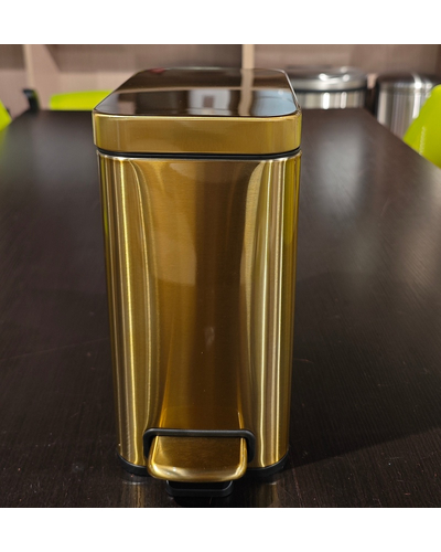 Мусорное ведро с плавным закрытием прямоугольное Mixxus Premium Quadro-TC0105 Brushed Gold 5 л (цвет матовое золото) (MI8394)