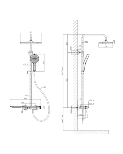 Душова система з термостатичним змішувачем Mixxus Premium Space-009-J Black з кнопковим перемикачем, 3 режими (MI7011)