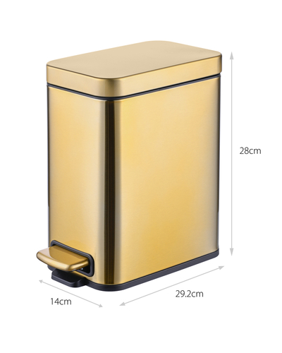 Мусорное ведро с плавным закрытием прямоугольное Mixxus Premium Quadro-TC0105 Brushed Gold 5 л (цвет матовое золото) (MI8394)