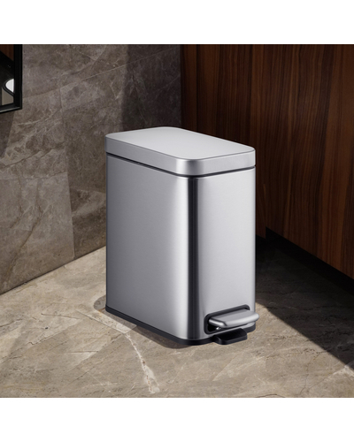Мусорное ведро с плавным закрытием прямоугольное Mixxus Premium Quadro-TC0105 SS Color 5л цвет нержавейка (MI7062)