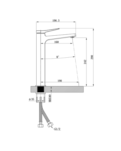 Смеситель для умывальника Mixxus Premium Degas 001 (NUT) High (MI8246)
