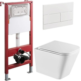 Инсталляция Koer KT-0401 с унитазом Mixxus Premium Quadro-0301-T3 Tornado 3.0 кнопка біла