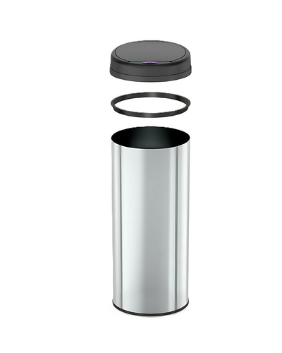 Мусорное ведро сенсорное круглое Mixxus Premium Ellipse-TC0109 Chrome-Black 9л (хром-черное) (MI7083)