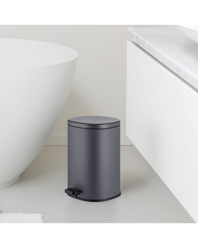 Мусорное ведро с плавным закрытием овальное Mixxus Premium Olivary-TC0105 Graphite 5 л цвет графит (MI7063)