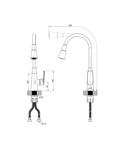 Змішувач для кухні Mixxus Premium Matis 011-T (NUT) Refl.Black (Колір хром+силік.вилив чорний) (MI8266)