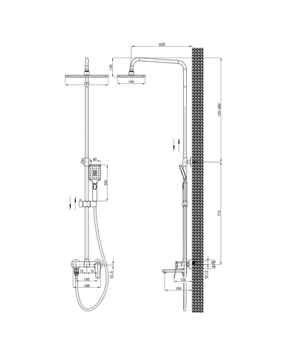 Душевая система со смесителем Mixxus Premium Rubens 009-J (MI8255)