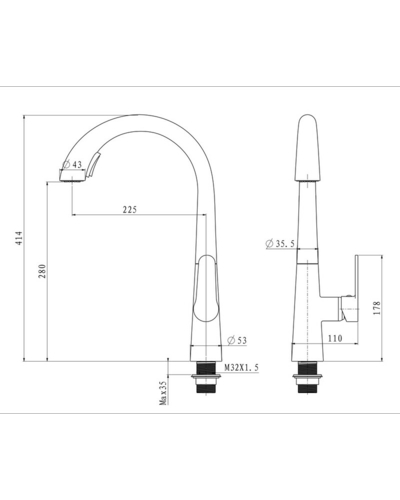 Змішувач для кухні з висувним виливом Mixxus Premium Warta 014 Graphite (MI6957)