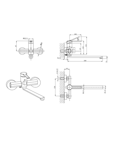 Змішувач для ванни Mixxus Lord 006 Euro Graphite (Колір графіт) (MI7142)