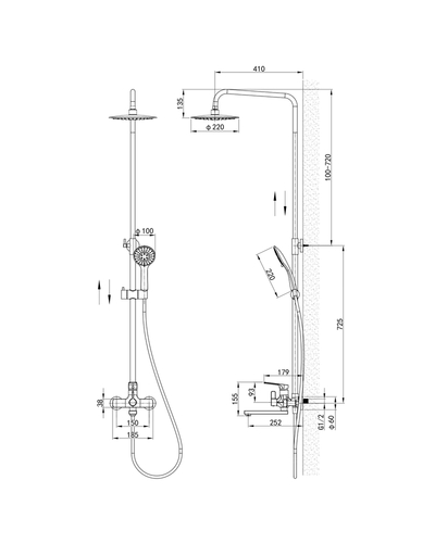 Душова система зі змішувачем Mixxus Premium Mone 009-J Black (MI6778)