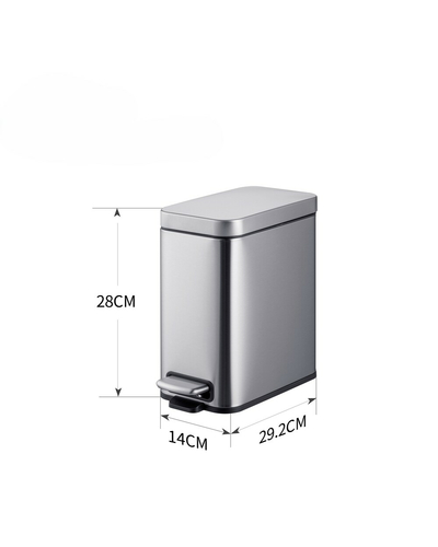 Мусорное ведро с плавным закрытием прямоугольное Mixxus Premium Quadro-TC0105 SS Color 5л цвет нержавейка (MI7062)