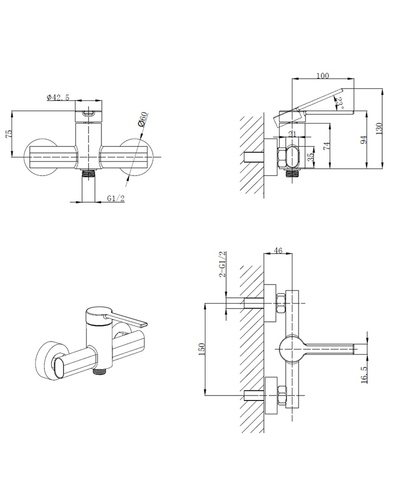 Змішувач для гігієнічного душу Mixxus Lord 024 з лійкою (MI7135)