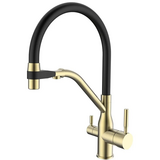 Смеситель для кухни Mixxus Premium Gravity 021 Brushed Gold REFL.Black (MI6981)