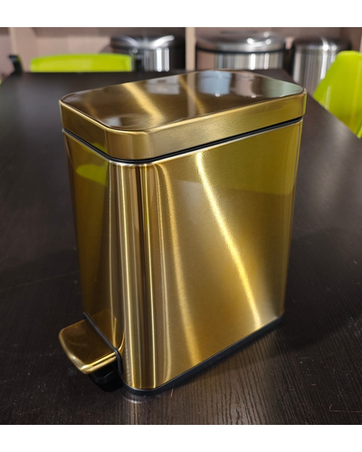 Мусорное ведро с плавным закрытием прямоугольное Mixxus Premium Quadro-TC0105 Brushed Gold 5 л (цвет матовое золото) (MI8394)