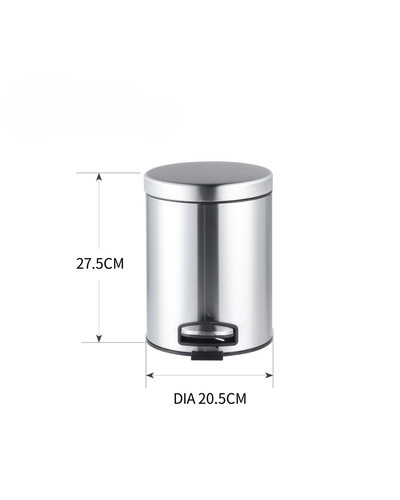 Мусорное ведро с плавным закрытием круглое Mixxus Ellipse-TC0205 SS Color 5л цвет нержавейка (MI7076)