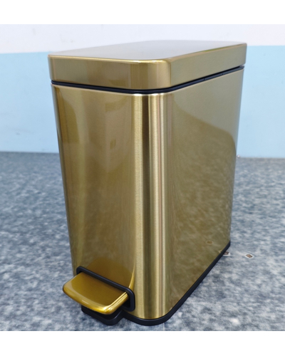 Мусорное ведро с плавным закрытием прямоугольное Mixxus Premium Quadro-TC0105 Brushed Gold 5 л (цвет матовое золото) (MI8394)