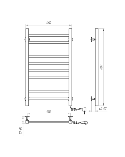 Рушникосушка Navin Авангард 480х800 права 12-028050-4880