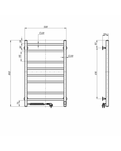 Полотенцесушитель Navin Loft 500х800 Sensor с таймером, левый 10-043153-5080