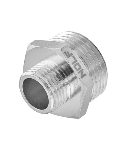Ниппель редукционный Nolf NFC.N0406-N-1/2''x3/8" никелированный (NF3082)