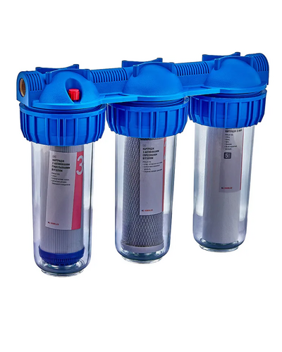 Фильтр для холодной воды Koer KV-26-1 (3 колбы 3-х склад., картр. PPR+спресс./гран.уг.) 8 атм. 1" (KR5769)