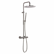 Душова система Paffoni Light з термостатом верхня лійка 300 мм Brushed Black Nickel (ZCOL646KLIQNKNSP)