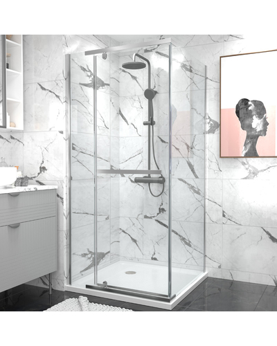 Душевая кабина Domospa by Ravak Elegance ESDPS-90/90 полир. алюм. Transparent 8мм RKUC500017