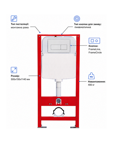 Инсталляция Domospa by Ravak FramePro Pneumo без клавиши RKUC3000004
