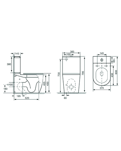 Унитаз-компакт Rivera Atlantis Rimless BTW с сиденьем дюропласт медл.падение AT630RQX