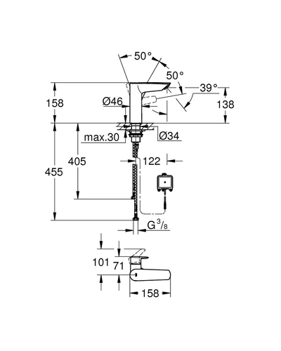 Змішувач для умивальника Grohe Eurosmart New хром 23975003