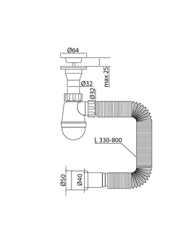 Сифон для умивальника Mixxus SU-09-A 1 1/4"x32 з литим випуском (MI8189)
