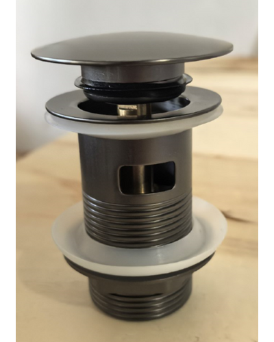 Донный клапан для раковины с переливом Zerix BV-09 GRAY 1 1/4" автоматический Click-Clack (Цвет графит) (MY0415)