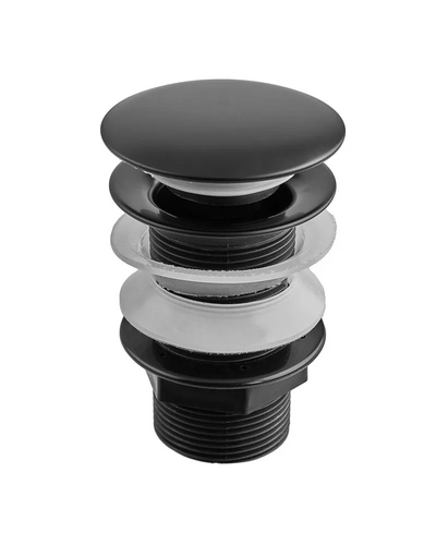 Донний клапан для раковини Zerix BV-02 BLACK 1 1/4'' без переливу автоматичний СLICK-СLACK (Колір чорний) (ZX6018)
