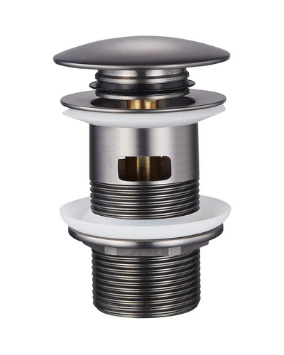 Донный клапан для раковины с переливом Zerix BV-09 GRAY 1 1/4" автоматический Click-Clack (Цвет графит) (MY0415)