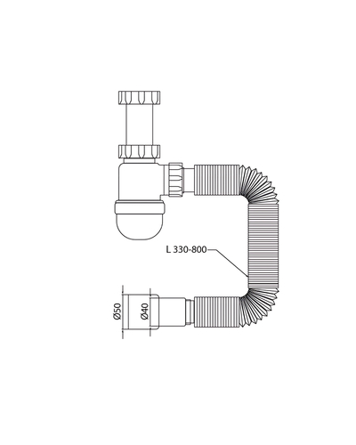 Сифон для умивальника Mixxus SU-05-A 1 1/2"x40 без випуску 40*40/50 (MI8182)