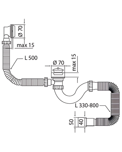 Сифон для ванни Mixxus SV-01-A 1 1/2" прямоточний з випуском та переливом (MI8201)