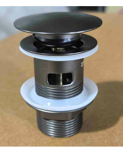 Донный клапан для раковины с переливом Zerix BV-09 GRAY 1 1/4" автоматический Click-Clack (Цвет графит) (MY0415)